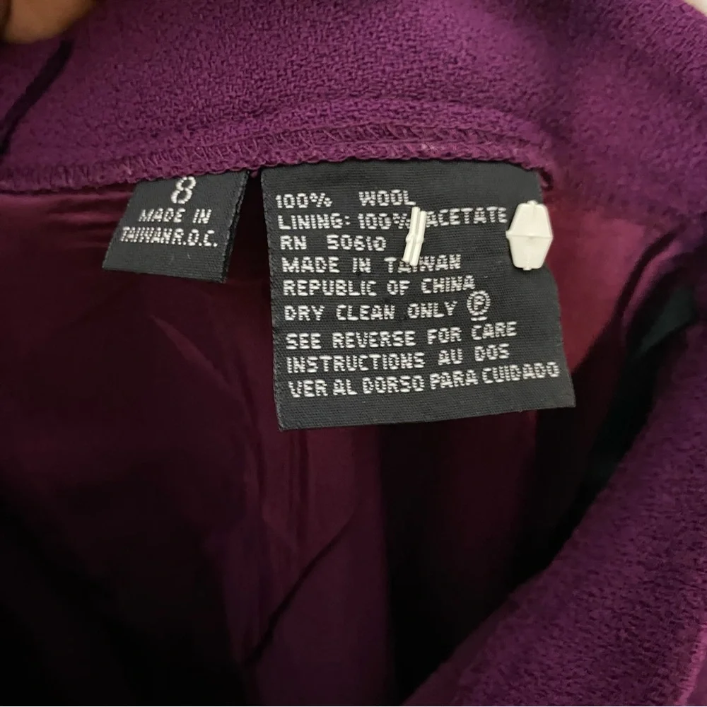 VINTAGE : Kasper : size : 8 : 100% wool plum purple matching blazer & skirt set - Picture 16 of 16